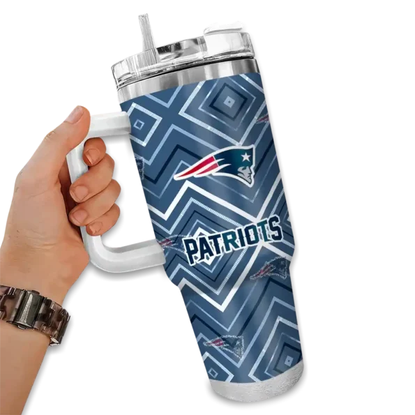 personalized new england patriots bold diamonds blue curved tumbler fashion forward.webp