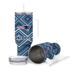 personalized new england patriots bold diamonds blue curved tumbler best selling.webp
