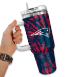 personalized new england patriots burst swirl blue curved tumbler best selling.webp