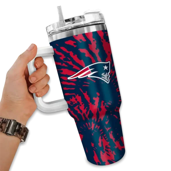 personalized new england patriots burst swirl blue curved tumbler fashion forward.webp