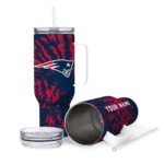 personalized new england patriots burst swirl blue curved tumbler best selling.webp