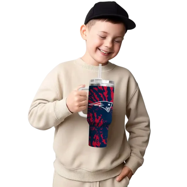 personalized new england patriots burst swirl blue curved tumbler latest model.webp