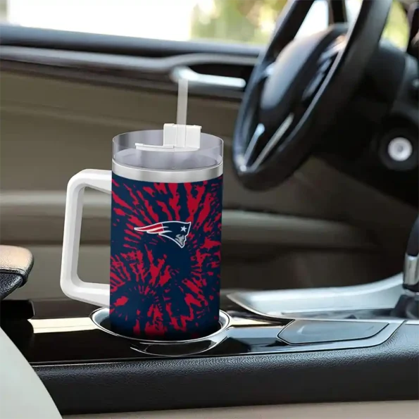 personalized new england patriots burst swirl blue curved tumbler trendy.webp
