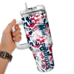 personalized new england patriots camo mashup blue white curved tumbler best selling.webp
