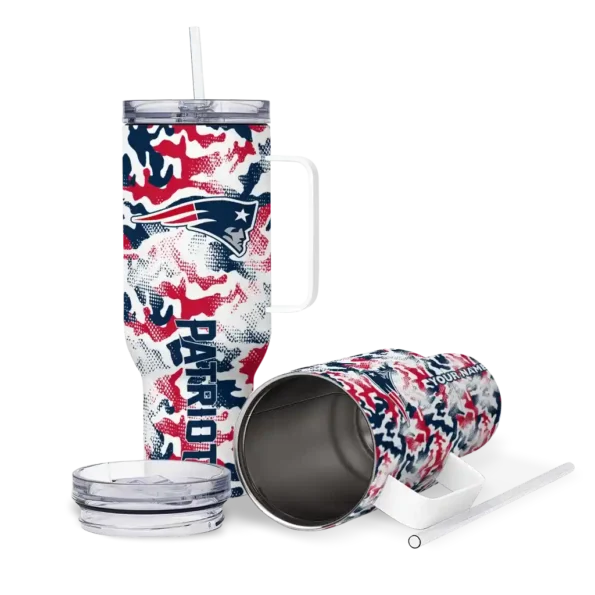 personalized new england patriots camo mashup blue white curved tumbler high quality.webp