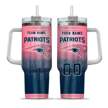personalized new england patriots gradient dots blue curved tumbler best selling.webp