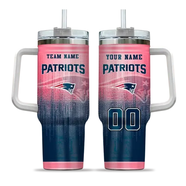 personalized new england patriots gradient dots blue curved tumbler best selling.webp