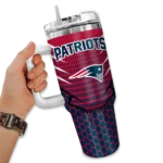 personalized new england patriots hex texture blue curved tumbler best selling.webp