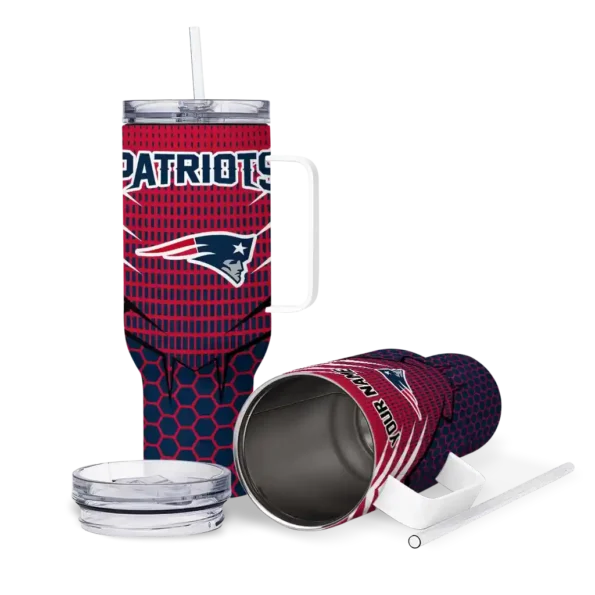 personalized new england patriots hex texture blue curved tumbler high quality.webp