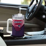 personalized new england patriots hex texture blue curved tumbler best selling.webp