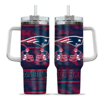 personalized new england patriots honey streaks blue curved tumbler best selling.webp
