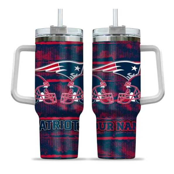 personalized new england patriots honey streaks blue curved tumbler best selling.webp