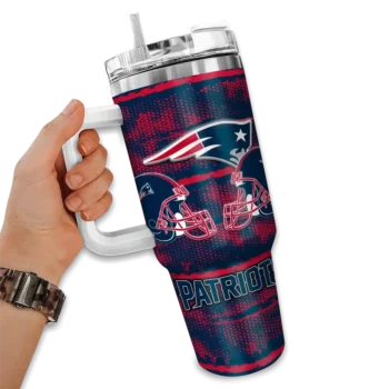 personalized new england patriots honey streaks blue curved tumbler fashion forward.webp