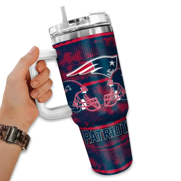 personalized new england patriots honey streaks blue curved tumbler fashion forward.webp