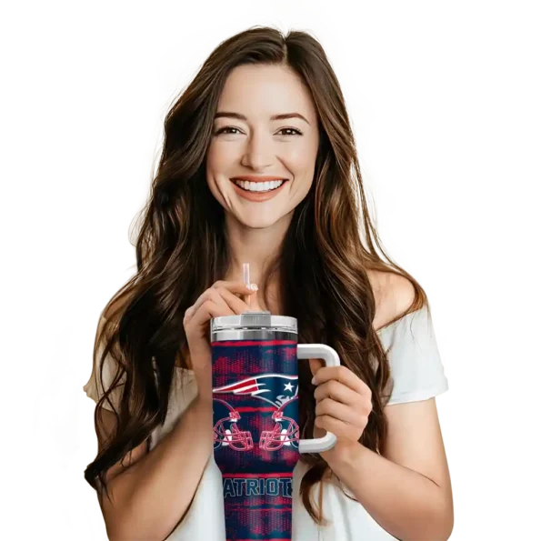 personalized new england patriots honey streaks blue curved tumbler premium grade.webp