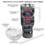 personalized new england patriots superman shield blue gray curved tumbler best selling.webp