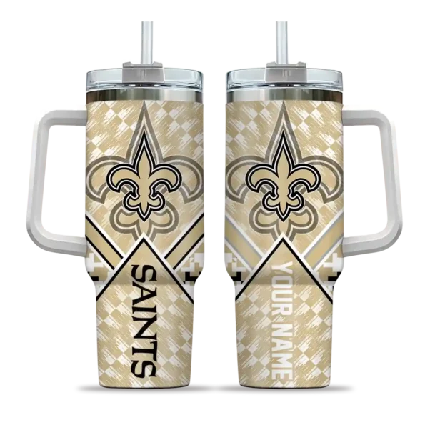 personalized new orleans saints chevron angle gold curved tumbler best selling.webp