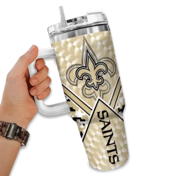personalized new orleans saints chevron angle gold curved tumbler fashion forward.webp