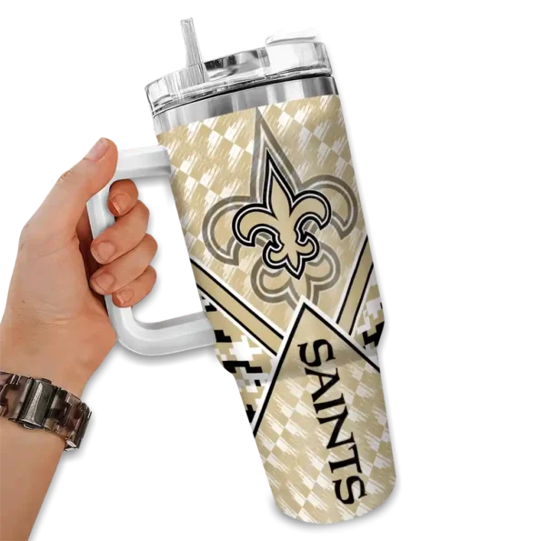 personalized new orleans saints chevron angle gold curved tumbler fashion forward.webp