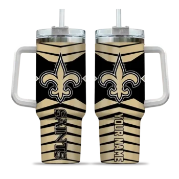 personalized new orleans saints chevron layers gold curved tumbler best selling.webp
