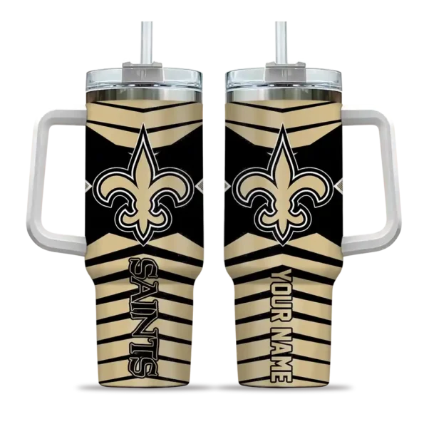personalized new orleans saints chevron layers gold curved tumbler best selling.webp