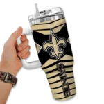 personalized new orleans saints chevron layers gold curved tumbler best selling.webp