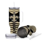 personalized new orleans saints chevron layers gold curved tumbler best selling.webp