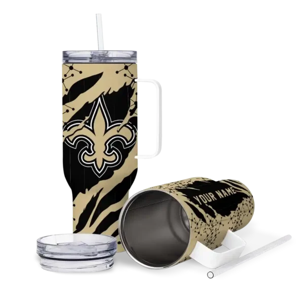 personalized new orleans saints claw cut gold black curved tumbler high quality.webp