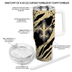 personalized new orleans saints claw cut gold black curved tumbler best selling.webp