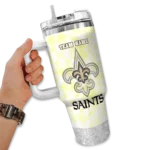 personalized new orleans saints geometric prism gold curved tumbler best selling.webp