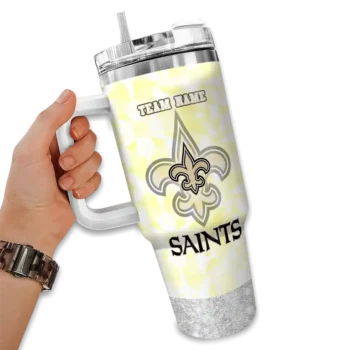 personalized new orleans saints geometric prism gold curved tumbler fashion forward.webp