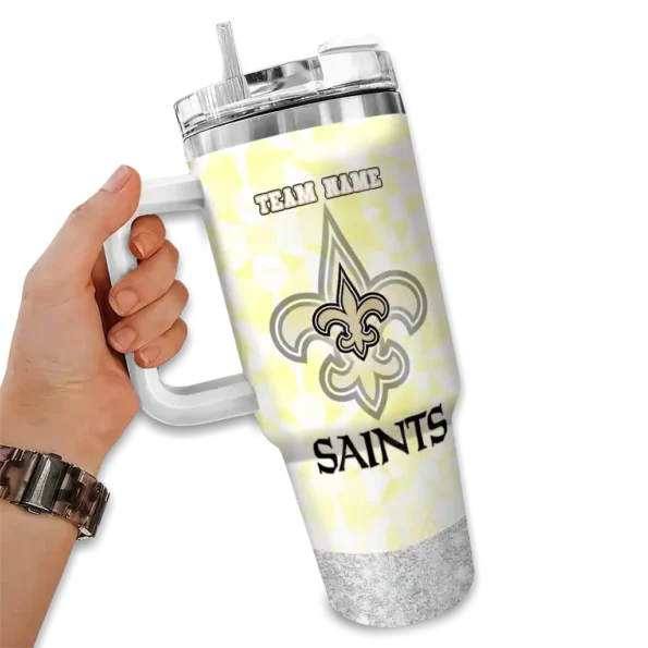 personalized new orleans saints geometric prism gold curved tumbler fashion forward.webp