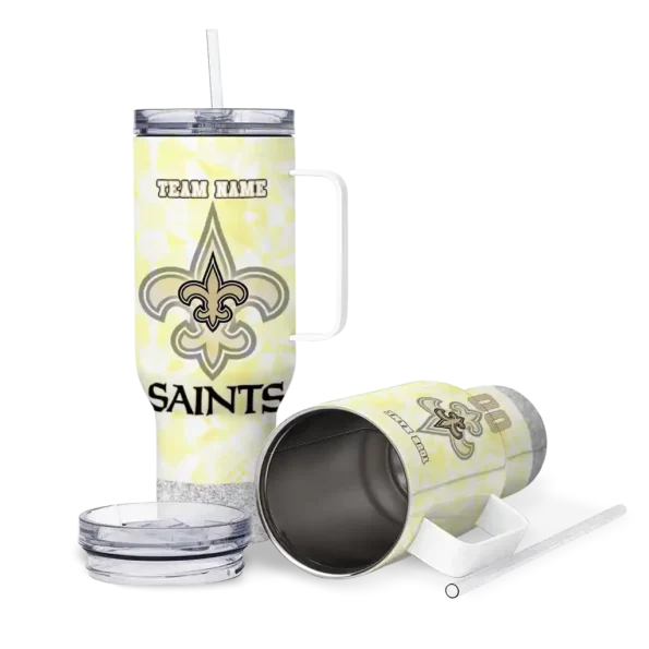 personalized new orleans saints geometric prism gold curved tumbler high quality.webp