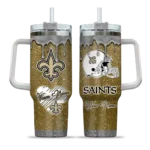 personalized new orleans saints heart helmet motif gold curved tumbler best selling.webp