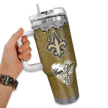 personalized new orleans saints heart helmet motif gold curved tumbler fashion forward.webp