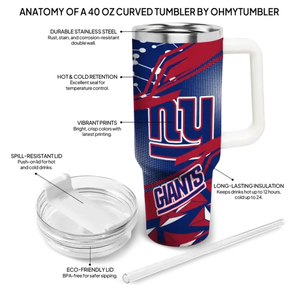 personalized new york giants abstract paths blue curved tumbler new arrival.webp