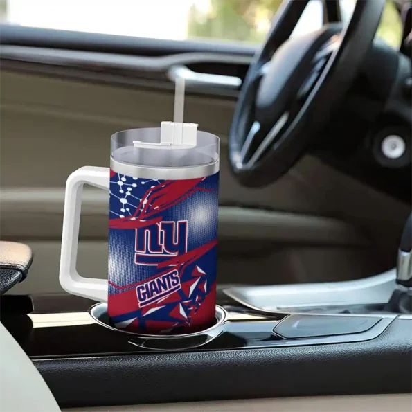 personalized new york giants abstract paths blue curved tumbler trendy.webp