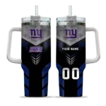 personalized new york giants arrow armor blue black curved tumbler best selling.webp