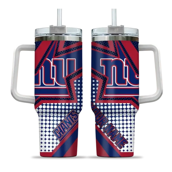 personalized new york giants arrow burst blue curved tumbler best selling.webp