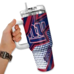 personalized new york giants arrow burst blue curved tumbler best selling.webp