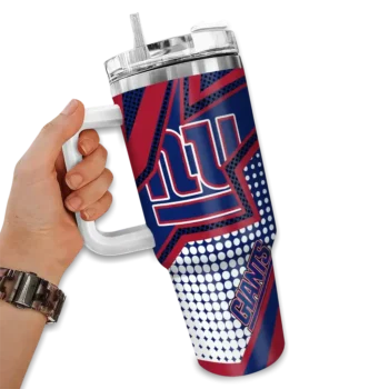 personalized new york giants arrow burst blue curved tumbler fashion forward.webp