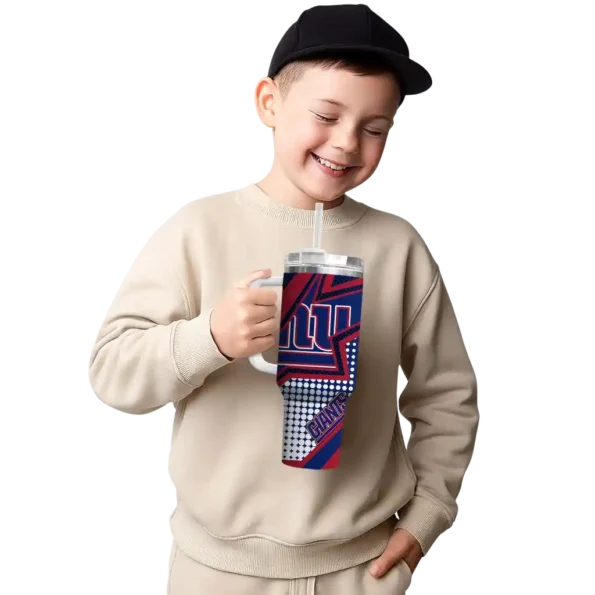 personalized new york giants arrow burst blue curved tumbler latest model.webp