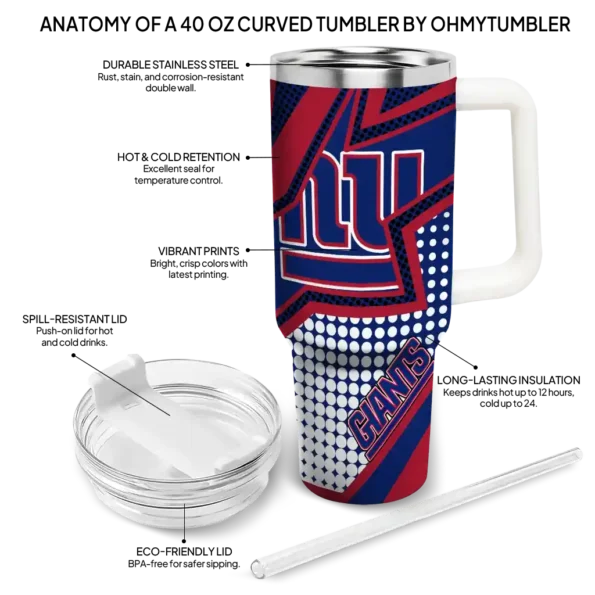 personalized new york giants arrow burst blue curved tumbler new arrival.webp