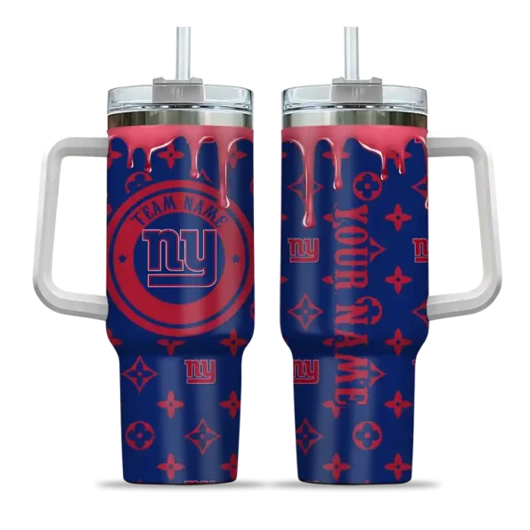 personalized new york giants bullseye drips blue curved tumbler best selling.webp