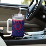 personalized new york giants bullseye drips blue curved tumbler best selling.webp