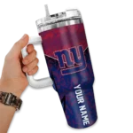 personalized new york giants chevron stripe blue curved tumbler best selling.webp