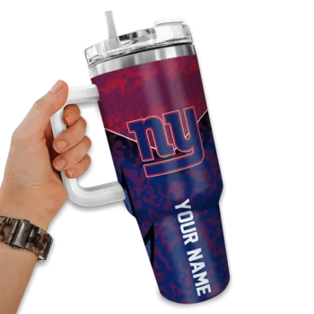 personalized new york giants chevron stripe blue curved tumbler fashion forward.webp