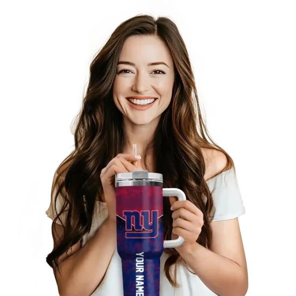 personalized new york giants chevron stripe blue curved tumbler premium grade.webp