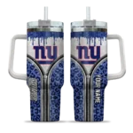 personalized new york giants leopard zipper blue curved tumbler best selling.webp