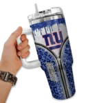 personalized new york giants leopard zipper blue curved tumbler best selling.webp